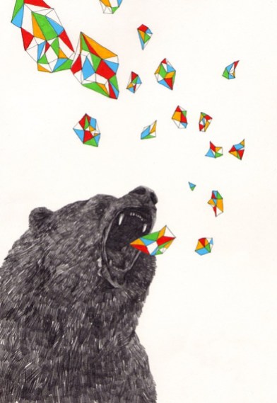 la forma dell'aria che un orso emette quando esprime qualche verso o quando il suo respiro si condensa